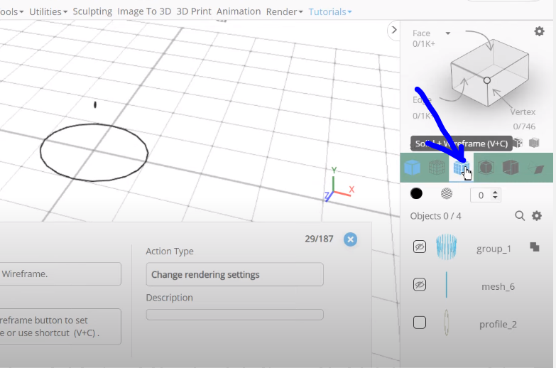Solid and Wireframe modes in SelfCAD