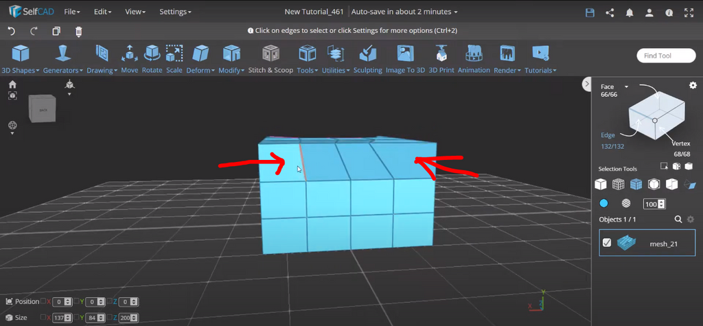 Creating quads in SelfCAD software