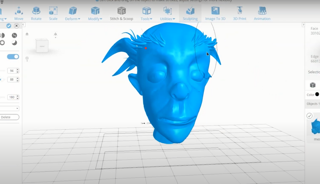 3D modeling a head in selfcad
