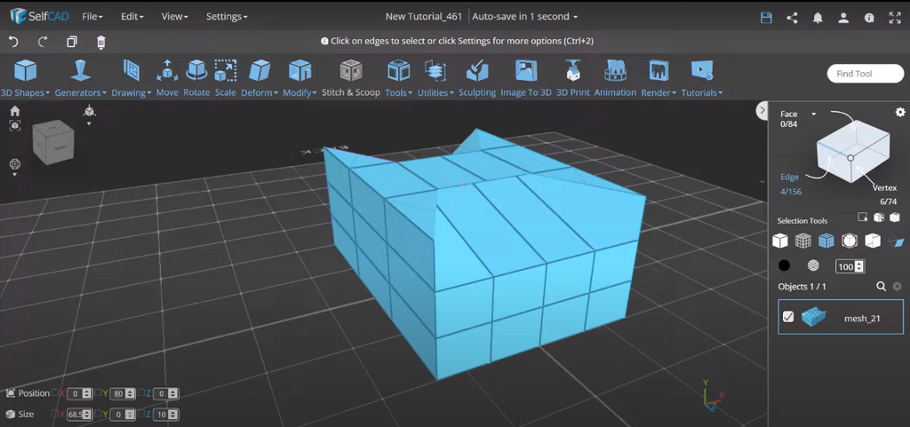 Modified shape in SelfCAD