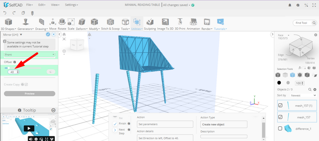 Setting direction to left