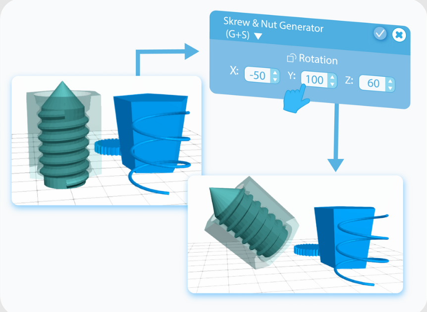 Generating precise 3D printable threads using the automated Screw and Nut Generator tool in SelfCAD