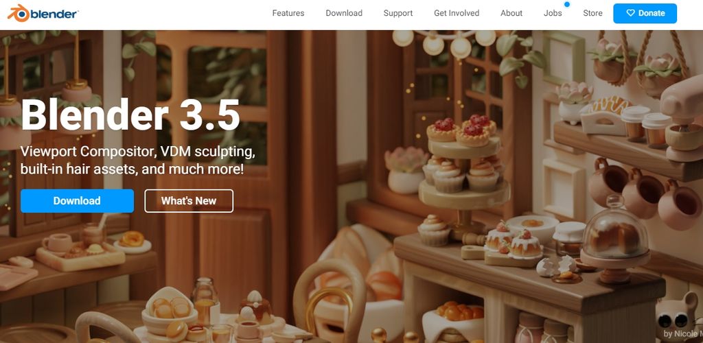 The interface of Blender