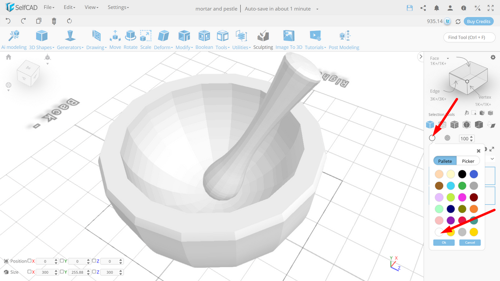 3D model in the workspace
