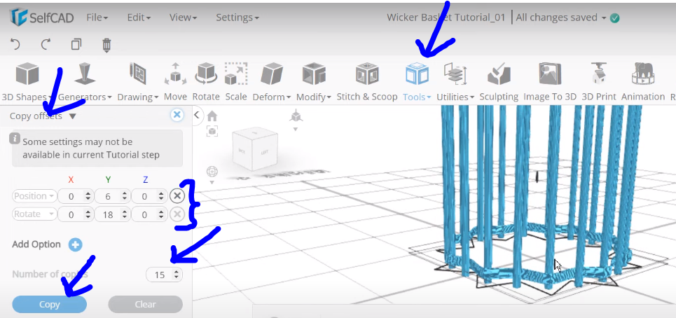 Copying the objects in SelfCAD