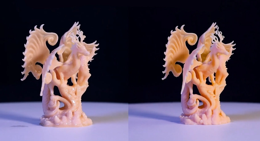 Demonstration of objects printed with resin