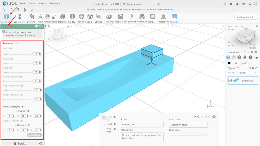 Adjusting the 3D shape parameters