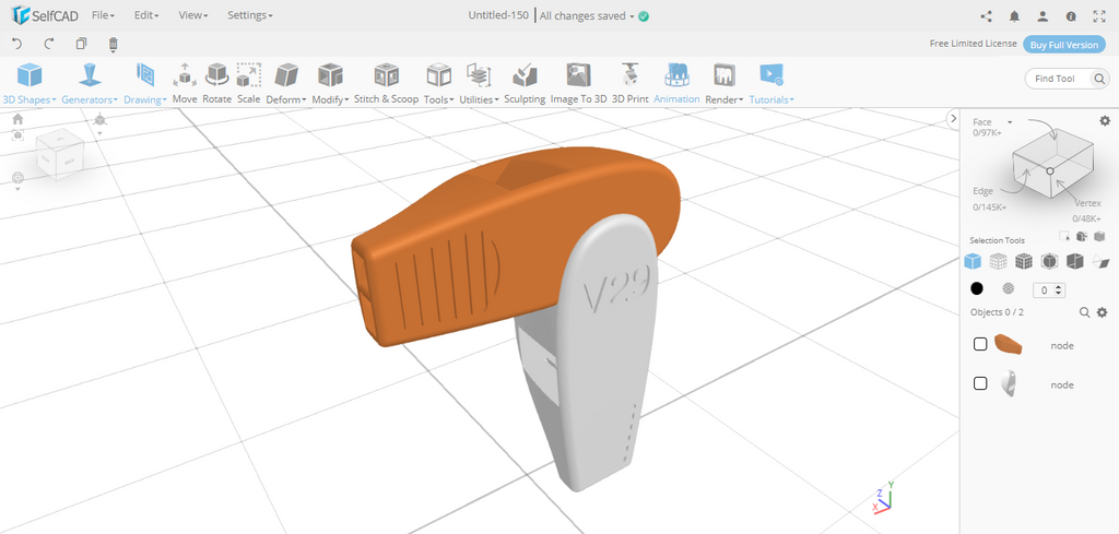 3D modeling a whistle in SelfCAD