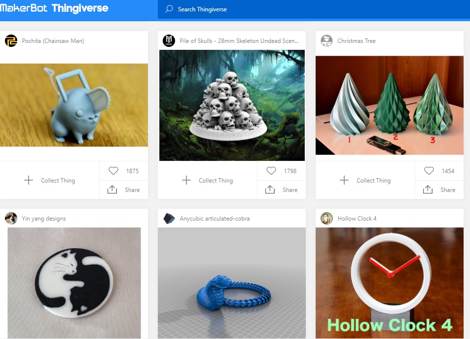 Thingiverse home page