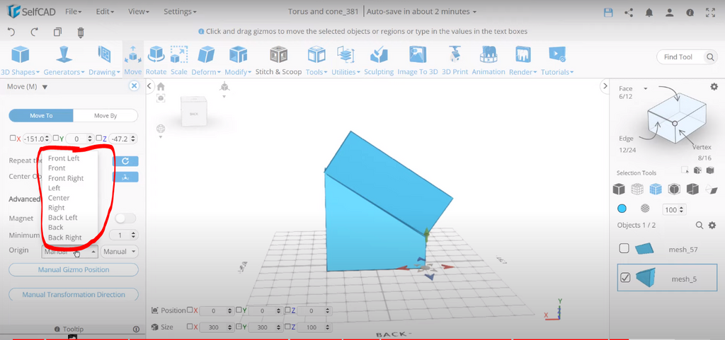 3D designing in SelfCAD