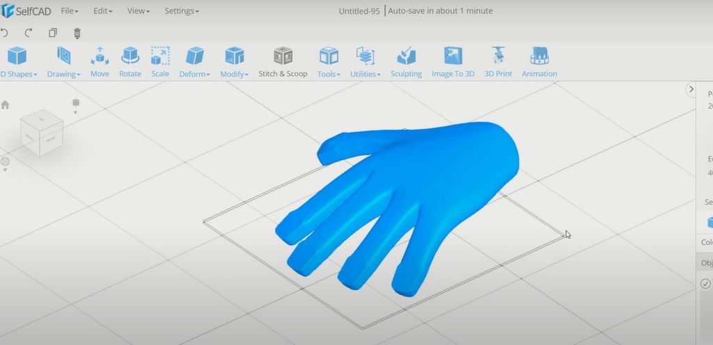 3D modeling hands in SelfCAD