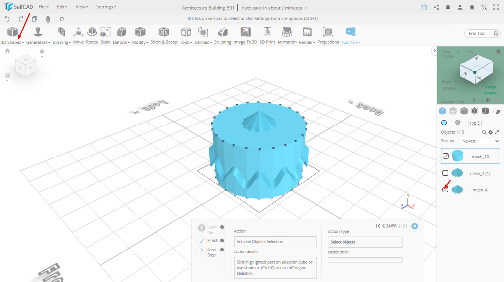 3D shapes in SelfCAD