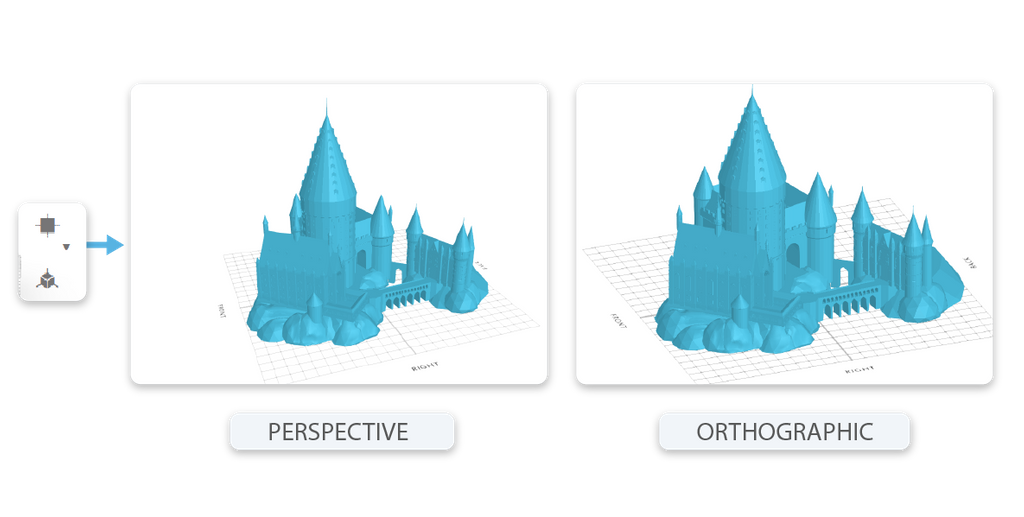 Projection: Perspective mode vs Orthographic mode