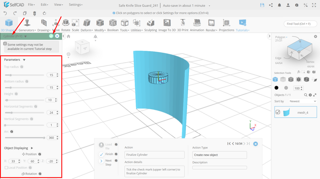 Cylinder settings