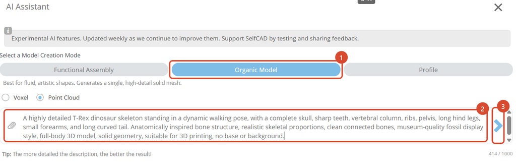 Organic model generation method