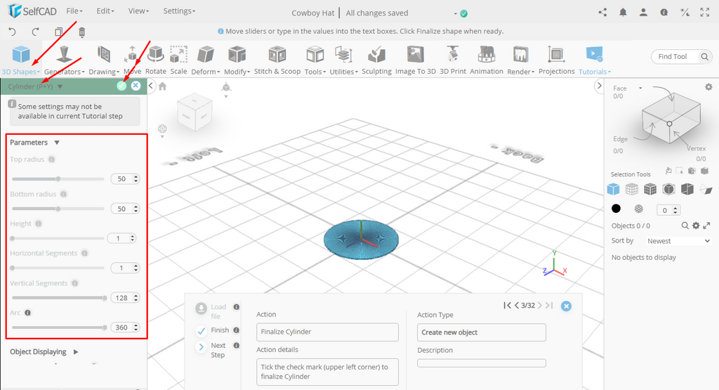 3D shapes category in SelfCAD