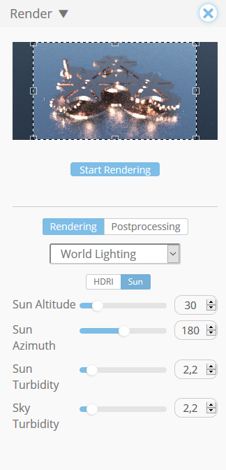 Rendering settings