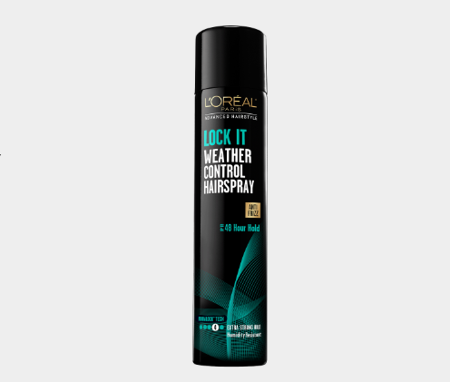 L'Oreal Paris Lock It Weather Control Hairspray, providing excellent water-free adhesion for 3D prints
