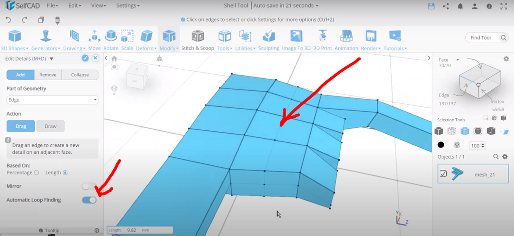 3D designing in SelfCAD