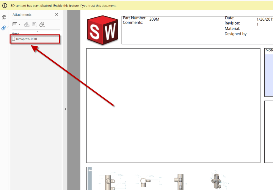 "SOLIDWORKS MBD interface demonstrating direct 3D PDF publishing with customizable templates and embedded model data