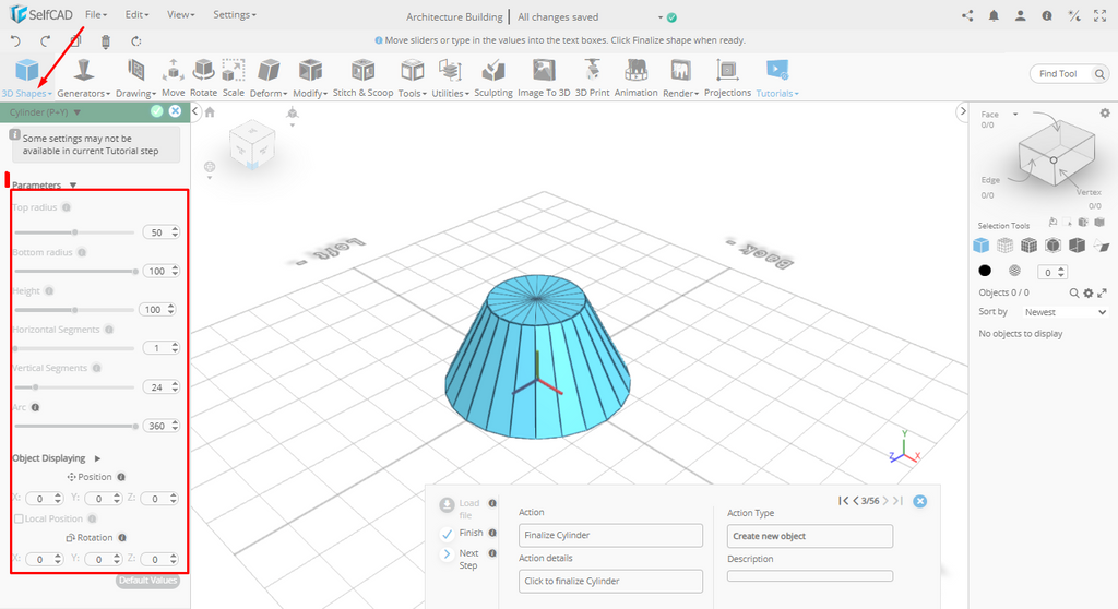 3D shapes in SelfCAD