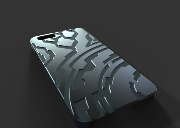 Sci-fi themed 3D printable phone case featuring subtle etched motifs from the Halo universe