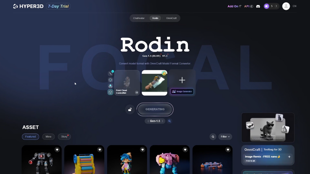 The Hyper3D login screen featuring email, Google, and GitHub sign-in options.  
