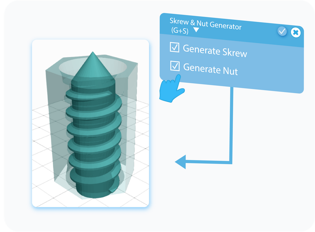 Toggle to generate Screw & Nut feature in Screw & Nut Generator