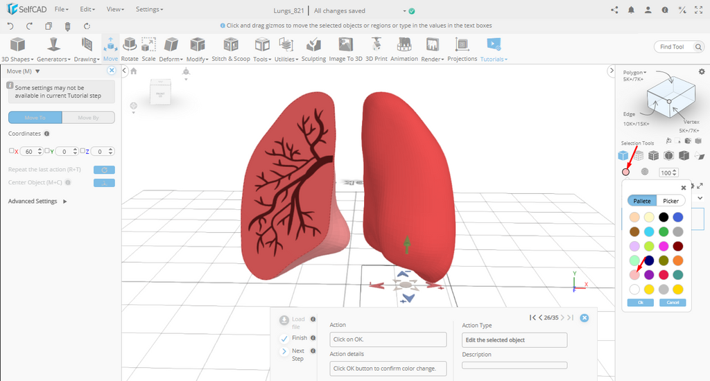 Color picker in SelfCAD