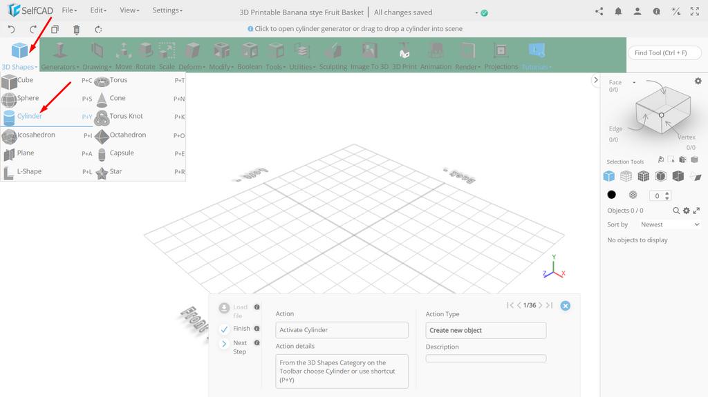 3D shapes in SelfCAD