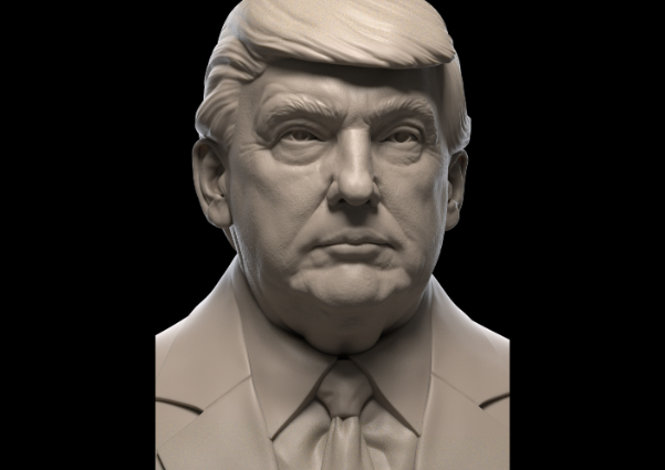 High-quality, widely-compatible 3D printable bust of Donald Trump wearing a suit and tie
