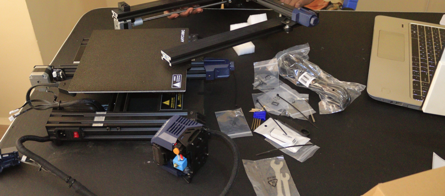 Parts of a 3D printer before assembly
