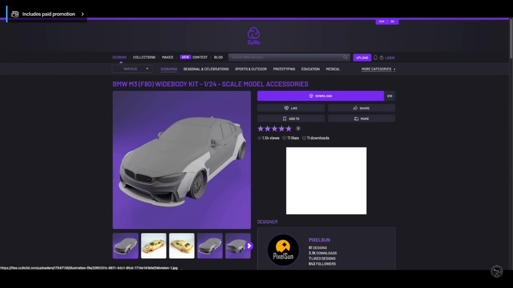 Cult 3d Website Interface