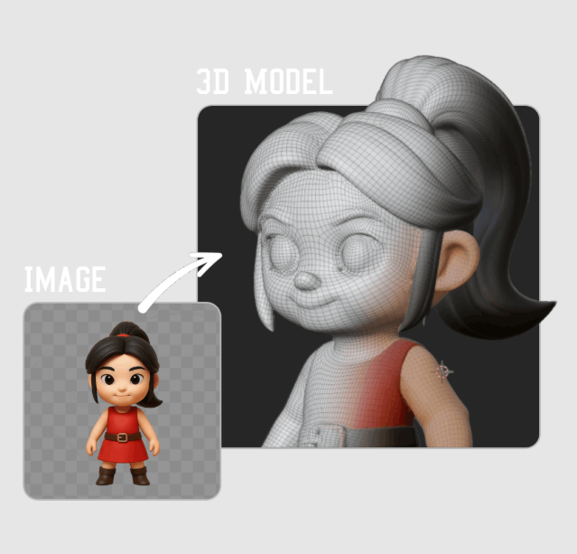 Comparison of a 2D sketch and its AI-generated 3D model counterpart.