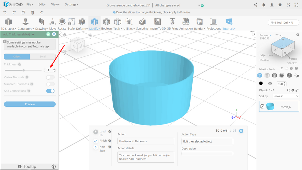 Setting Thickness Amount