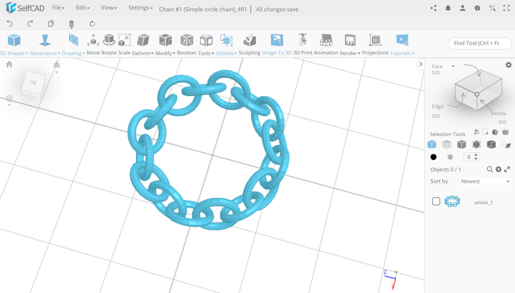 3D modeling a chair in SelfCAD