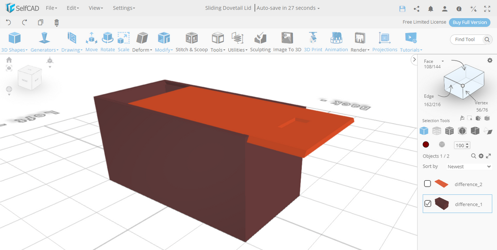 Sliding dovetail lid