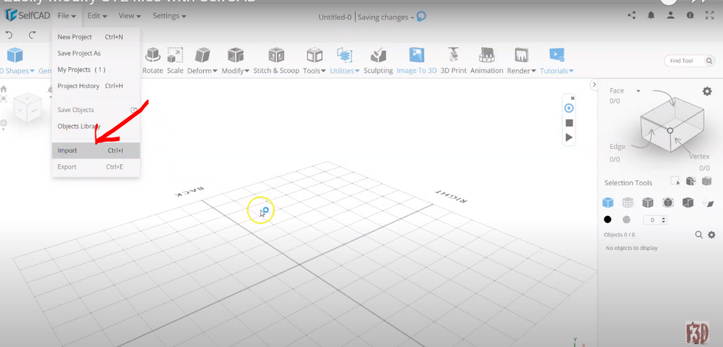 Importing the model to SelfCAD