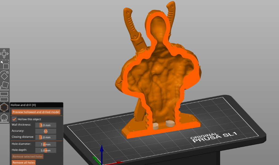 3D printing a hollowed object