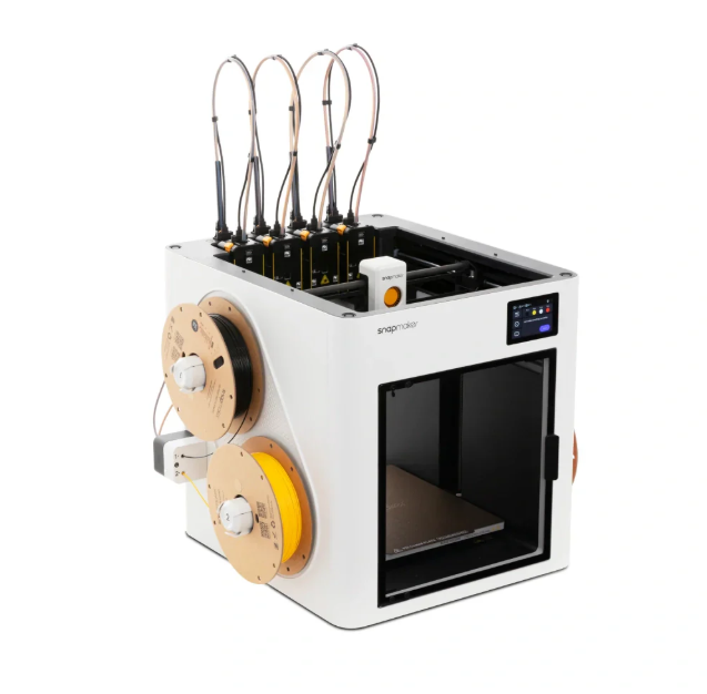 The reasonably priced Snapmaker U1 3D printer featuring four separate toolheads and SnapSwap technology
