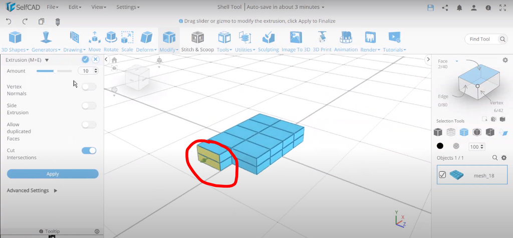 3D modeling in SelfCAD