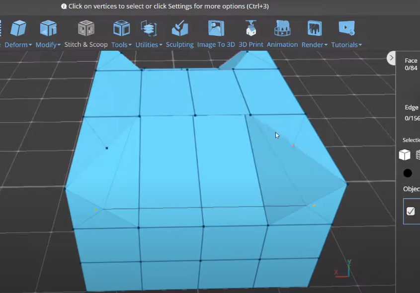 Modified Cube in SelfCAD