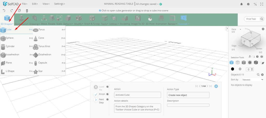 3D shapes in SelfCAD