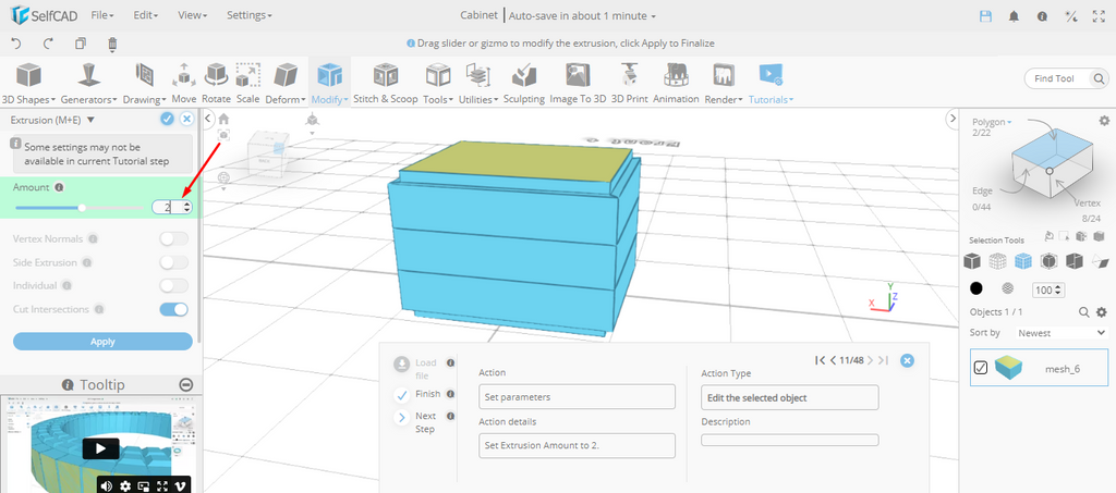 Finalizing the extrusion