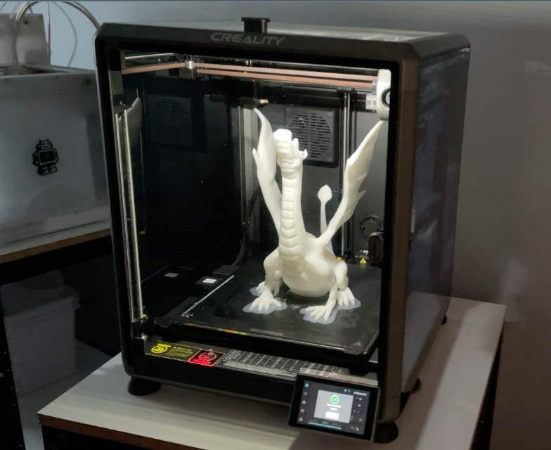 A large, high-detail model printed on the K1 Max, demonstrating the printer's enhanced hotend and powerful cooling system