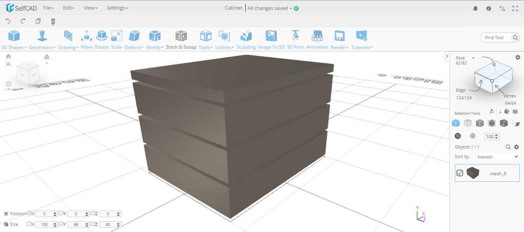 Cabinet designed in SelfCAD