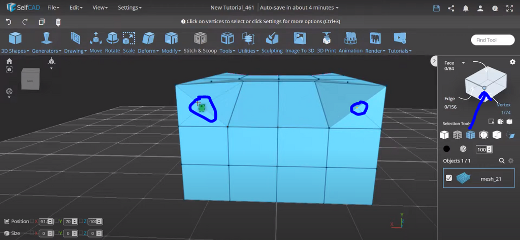 Two points selected in a cube