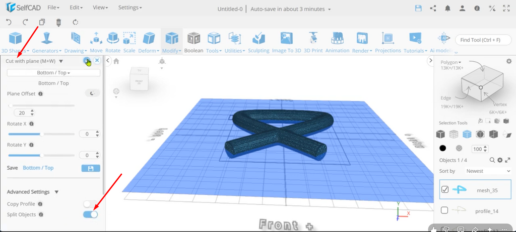 Cut With Plane tool