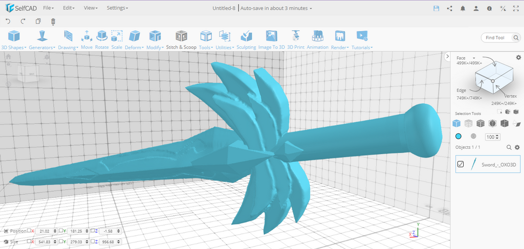 3D modeling Fairy Tail file in SelfCAD