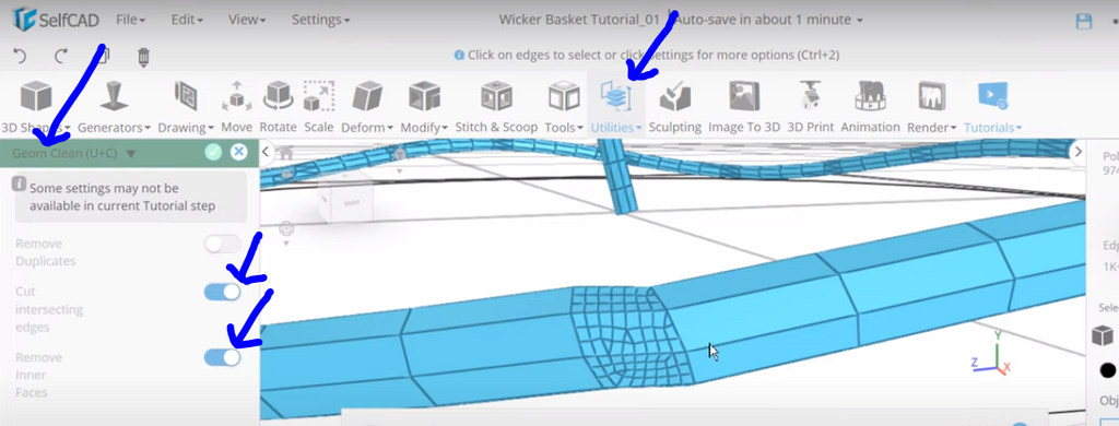 Utilities option in SelfCAD